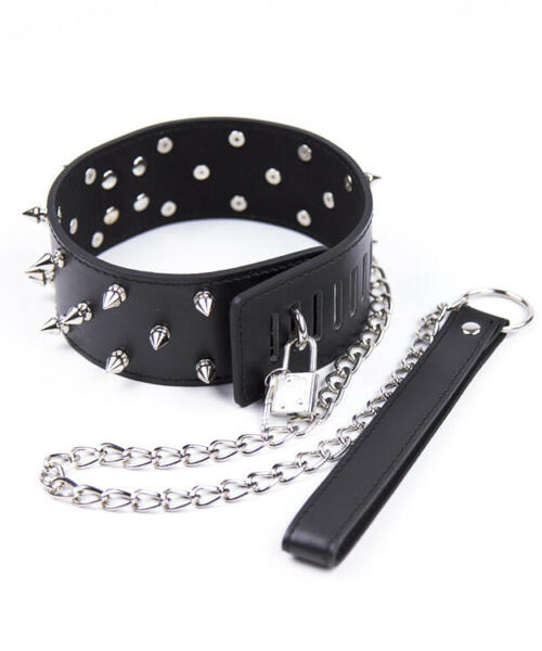 Spiked Rivet BDSM Neck Collar With Lock