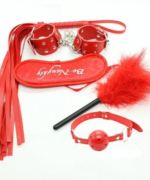 5Pcs Be Naughty Red BDSM Set