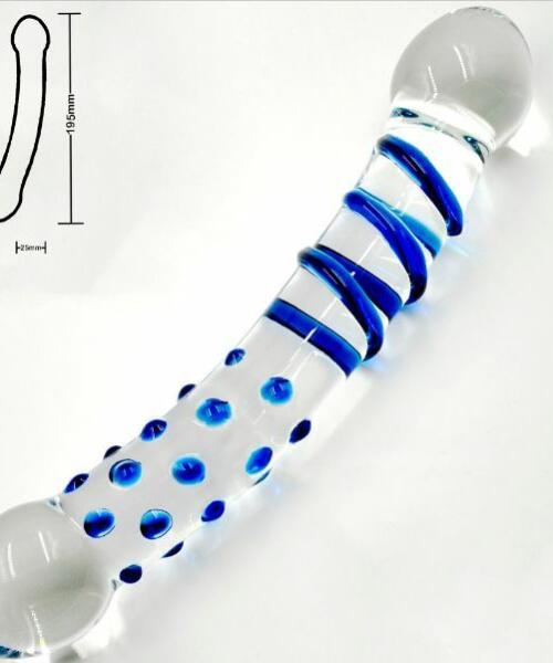 Beautiful Crystal Pyrex Glass Massager -  Swirls and Dots
