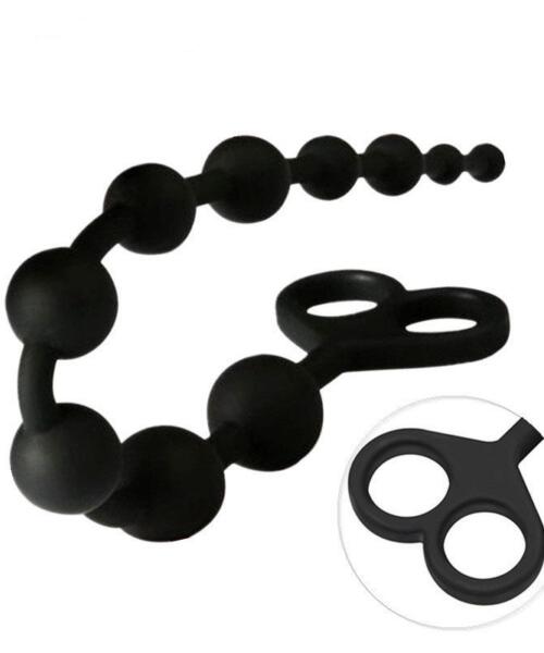 Silicone Anal Balls Butt Plug - Black Anal Beads