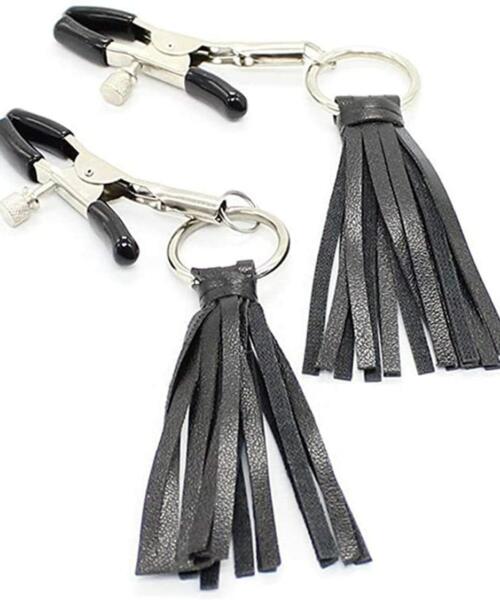 Nipple Clips Simulator Flirting With Black PU Leather (1-Pair)