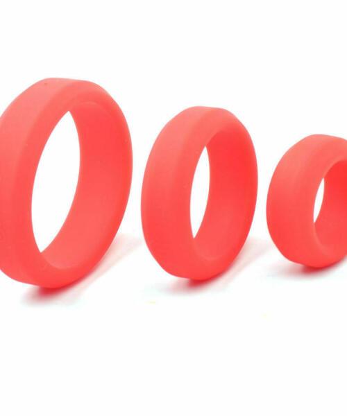 Enhanced Red Colour Silicone Triple Cock Ring Set
