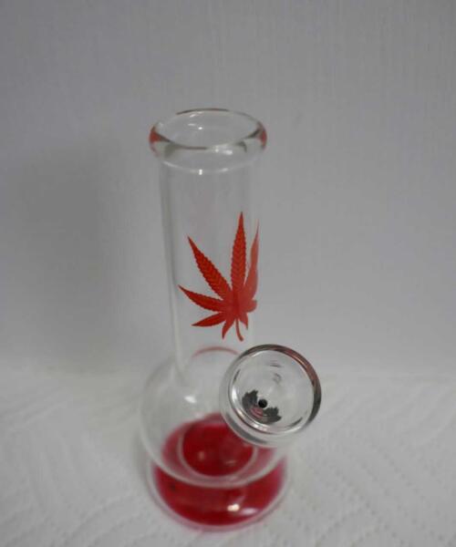 Glass Weed Leaf Bong 15cm - Assorted Colour Print