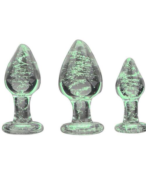 Glow In The Dark Glass Butt Plug Anal Sex Toy
