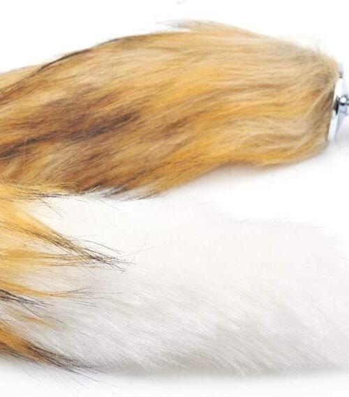 Metal Anal Butt Plug Furry Brown Fox Tail
