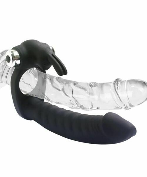 Rabbit Style Vibrating Cock Ring With Realistic Dildo