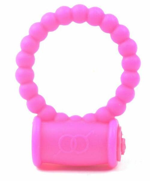 Beaded Silicone Vibrating Cock Ring with on/off switch