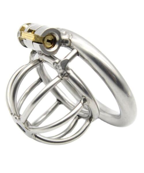 Stainless Steel Chastity Cage Stealth lock Curved Ring