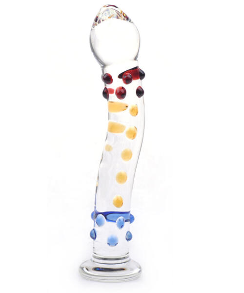 Sensual Colourful Textured Glass Dildo Massager Wand