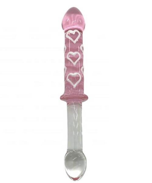 Beautiful Crystal Pyrex Glass Massager Pink Love Hearts