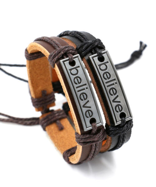 Unisex Believe Leather Bracelet