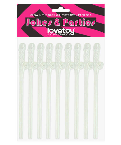 Lovetoy Glow in the Dark Willy Straws – Pack of 9