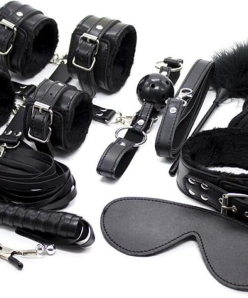 10pcs SM Bondage Roleplay Sex Kit Black