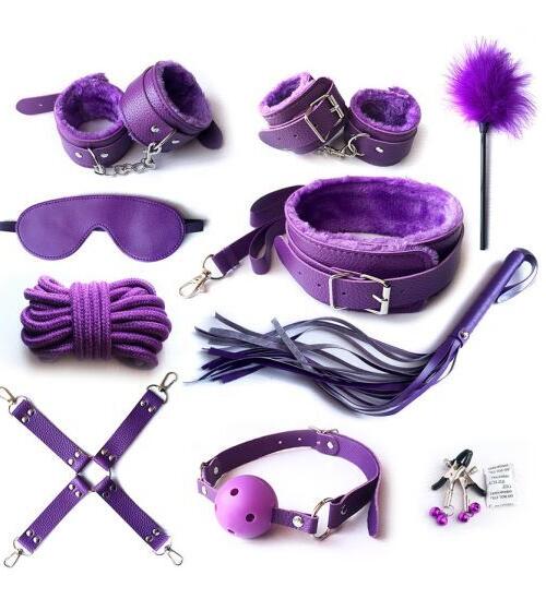 10pcs SM Bondage Roleplay Sex Kit Purple