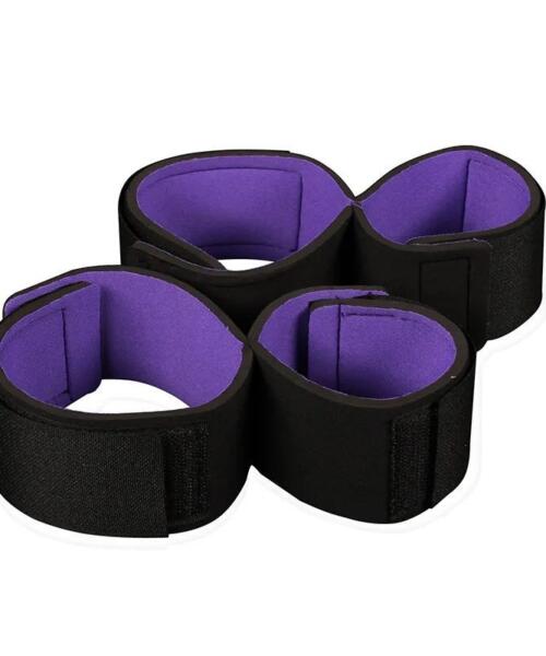 Black Purple Wrist Ankle Cuffs for BDSM Bondage Restraint