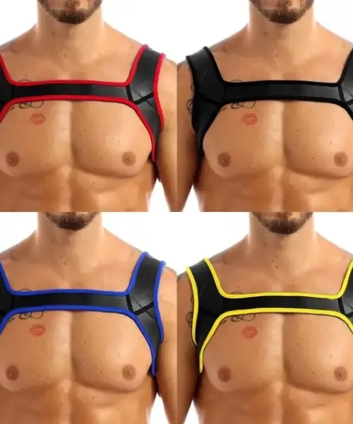 Fetish Play Neoprene Bulldog Style BDSM Chest Harness