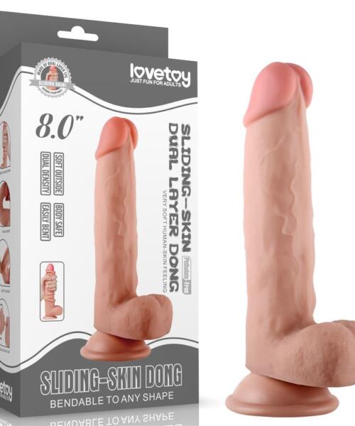 Lovetoy 8'' Sliding Skin Dual Layer Dong