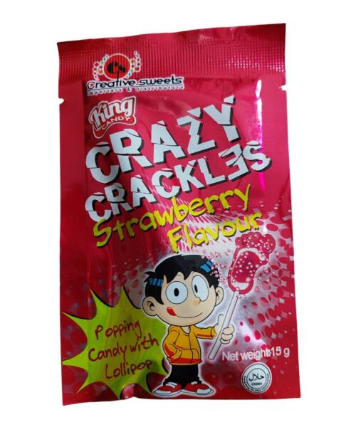 Crazy Crackles Pop Candy Strawberry Flavour - 15g
