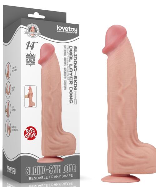 Lovetoy 14'' King Sized Sliding Skin Dual Layer Dildo