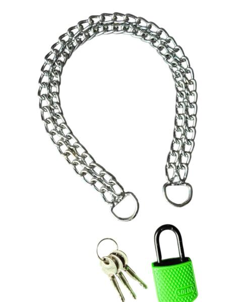 BDSM Obedience Double Chain Collar & Lock