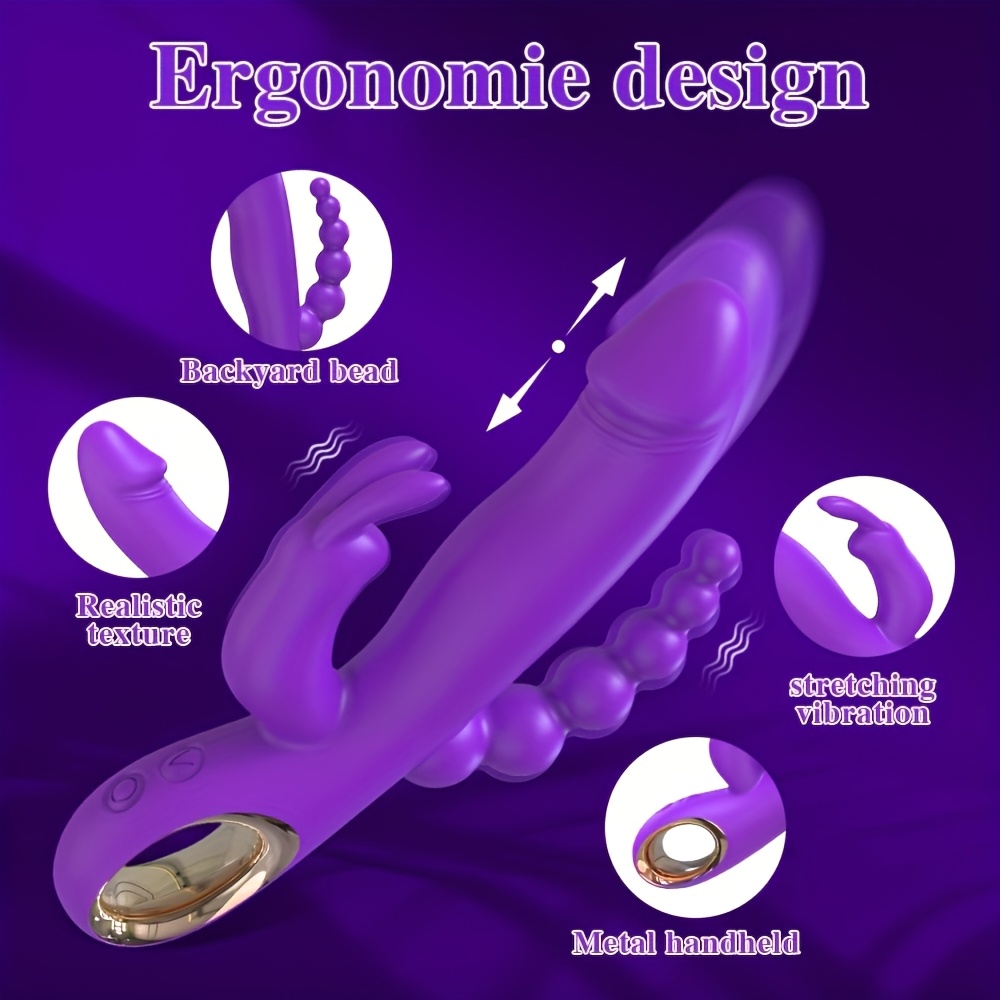 10 Vibrating Modes Silicone Thrusting Dildo Rabbit Vibrator - Image 13